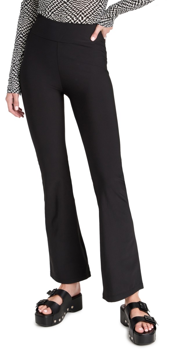 Plush Fleece-Lined Flare Leggings Black