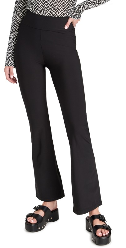 Plush Fleece-Lined Flare Leggings Black