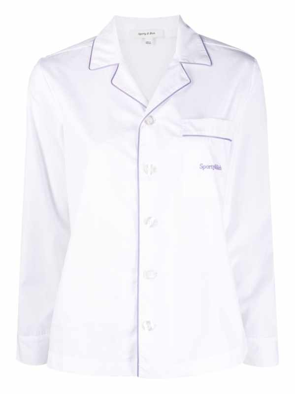 chest-pocket cotton pyjama top