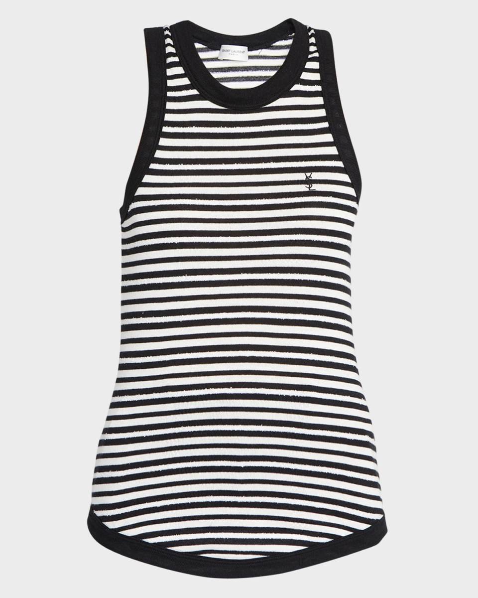 Monogram-Embroidered Stripe Tank Top