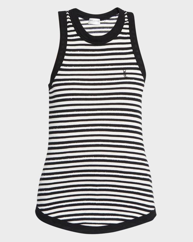 Monogram-Embroidered Stripe Tank Top