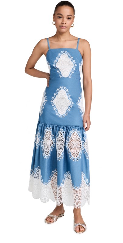 Borgo de Nor Cordiela Lace Dress Denim/Ivory