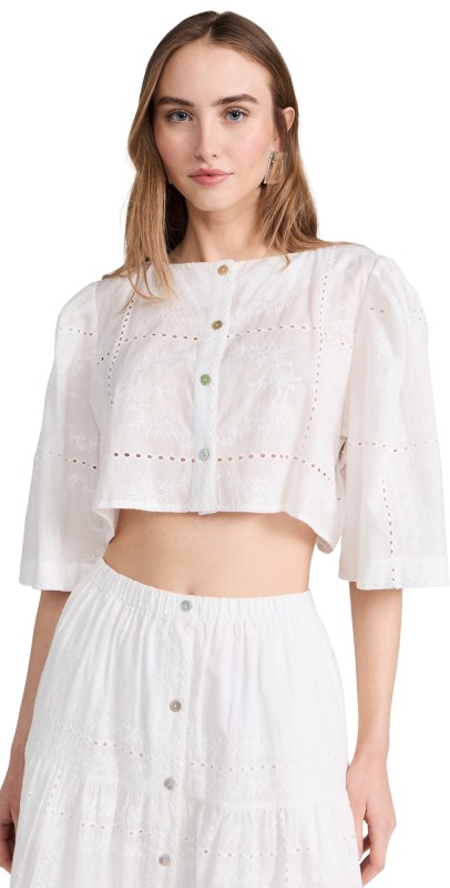 Charina Sarte Maria Top with Sleeves White