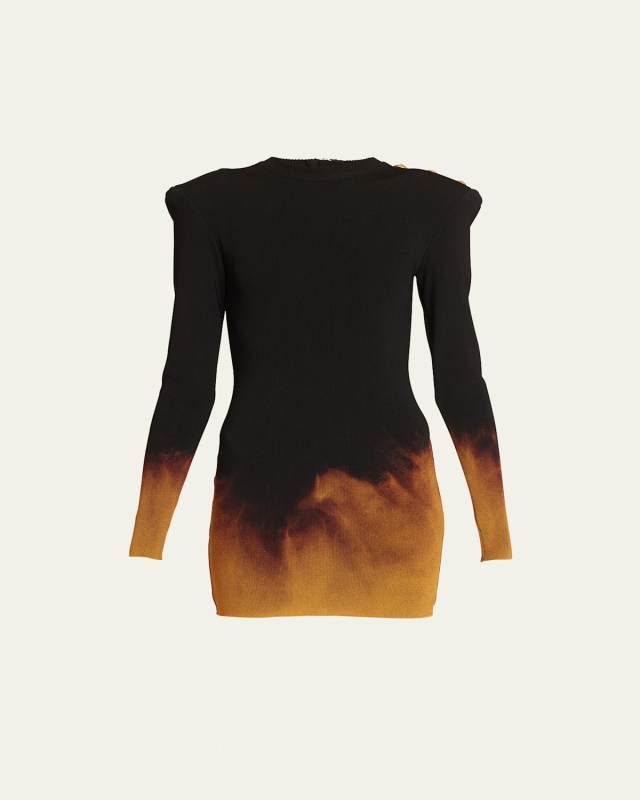 Fire Button-Shoulder Knit Mini Dress