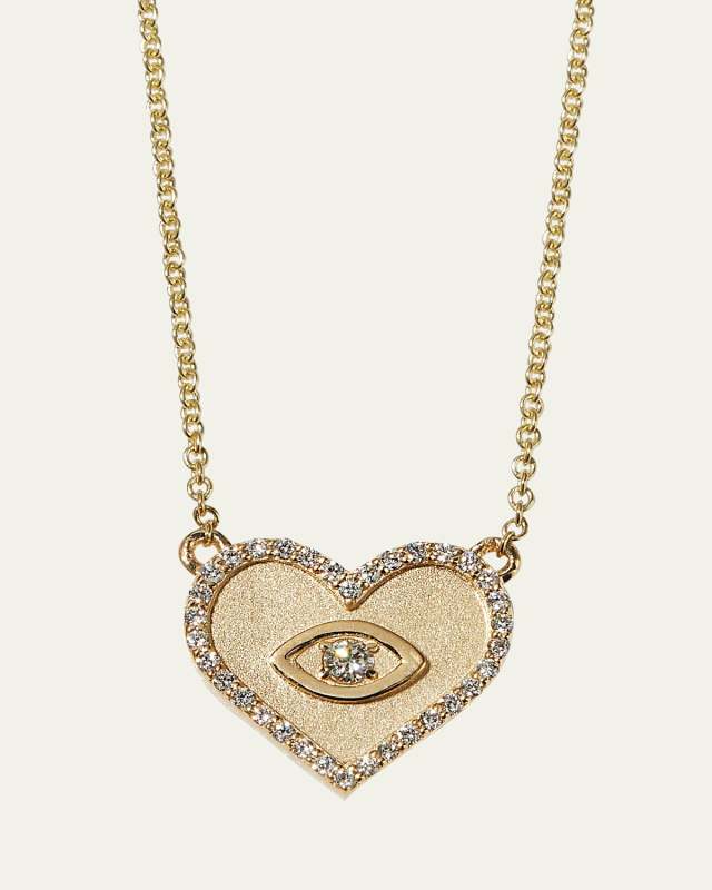 Yellow Gold Small Heart Necklace with Marquise Eye