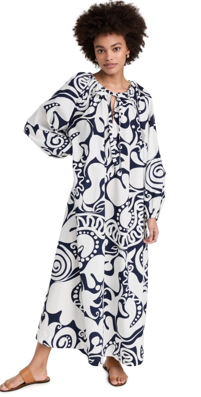 MARA HOFFMAN Salma Dress Navy White