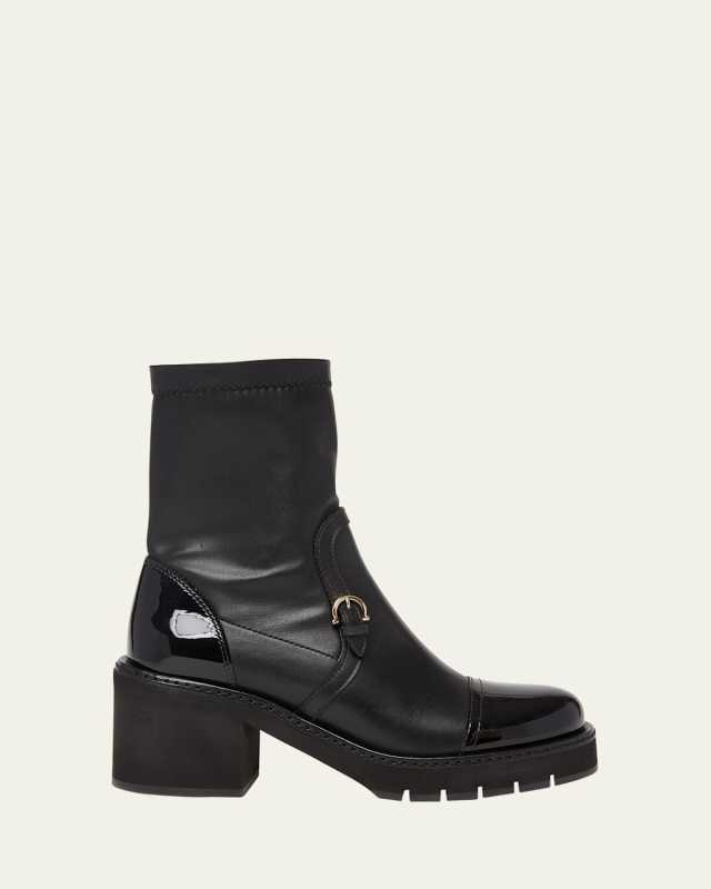 Selyna Mixed Leather Stretch Ankle Boots