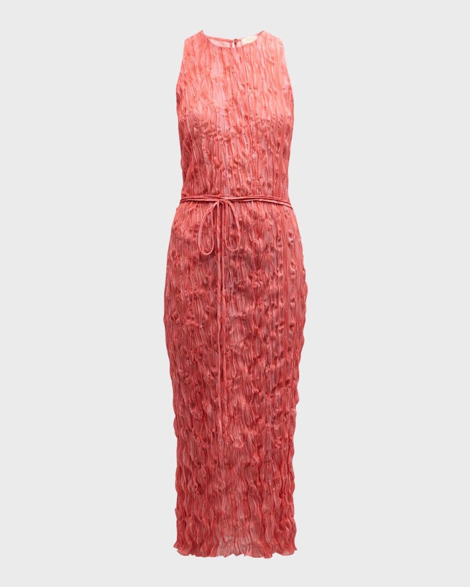 Pleated Georgette Sleeveless Midi Dress
