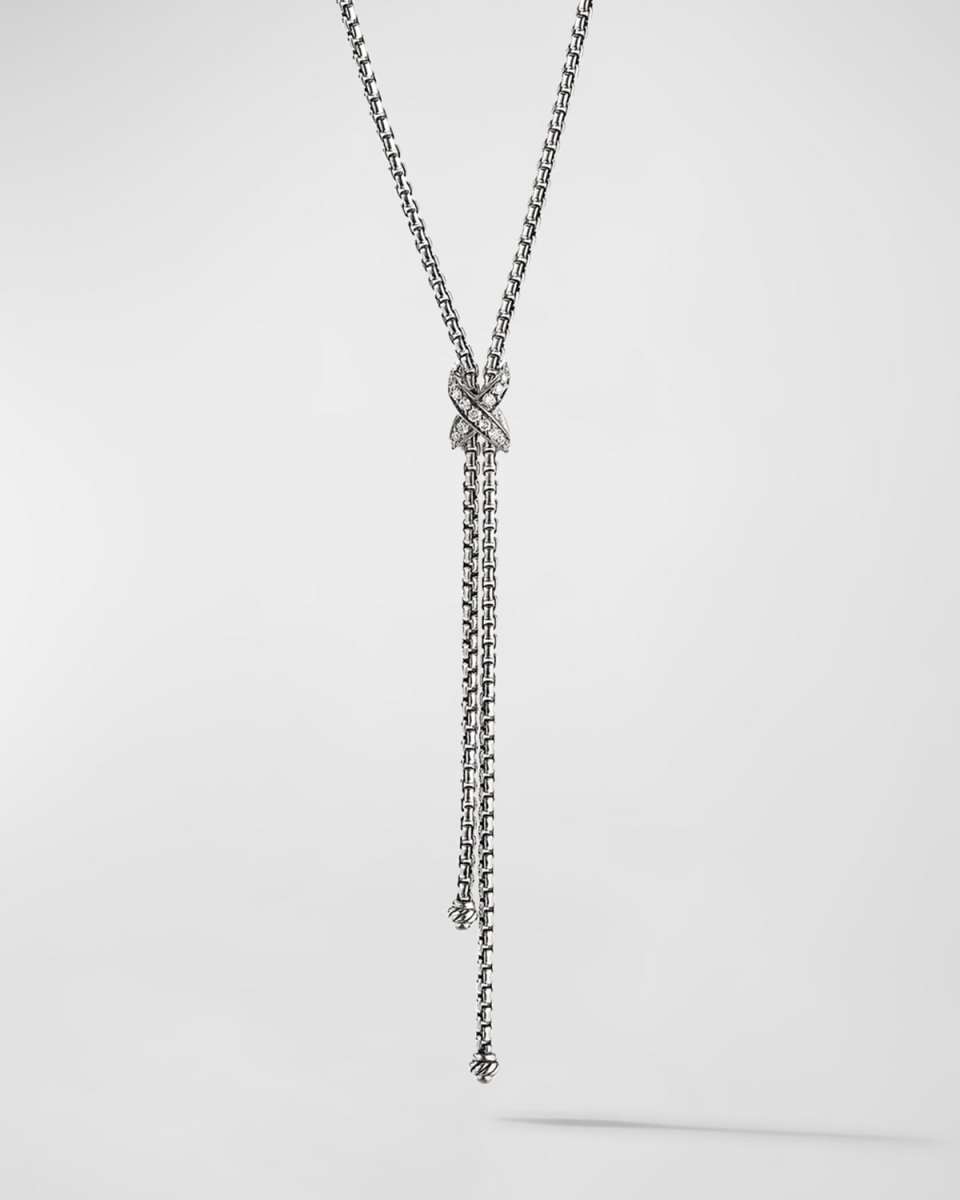 Petite X Lariat Y Necklace with Pave Diamon