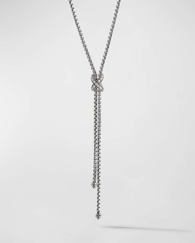 Petite X Lariat Y Necklace with Pave Diamon