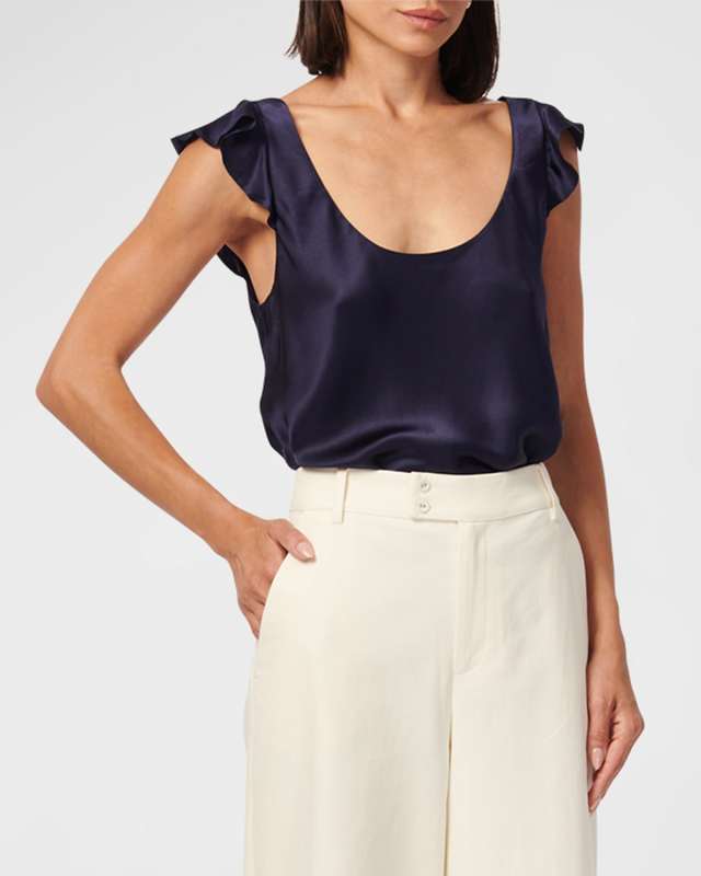 Liana Ruffled Silk Scoop-Neck Cami