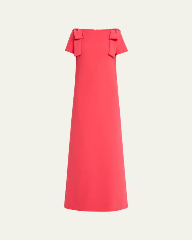 Shoulder Bow Crepe Column Gown