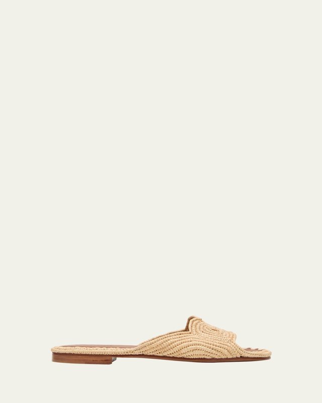Naima Woven Raffia Slide Sandals