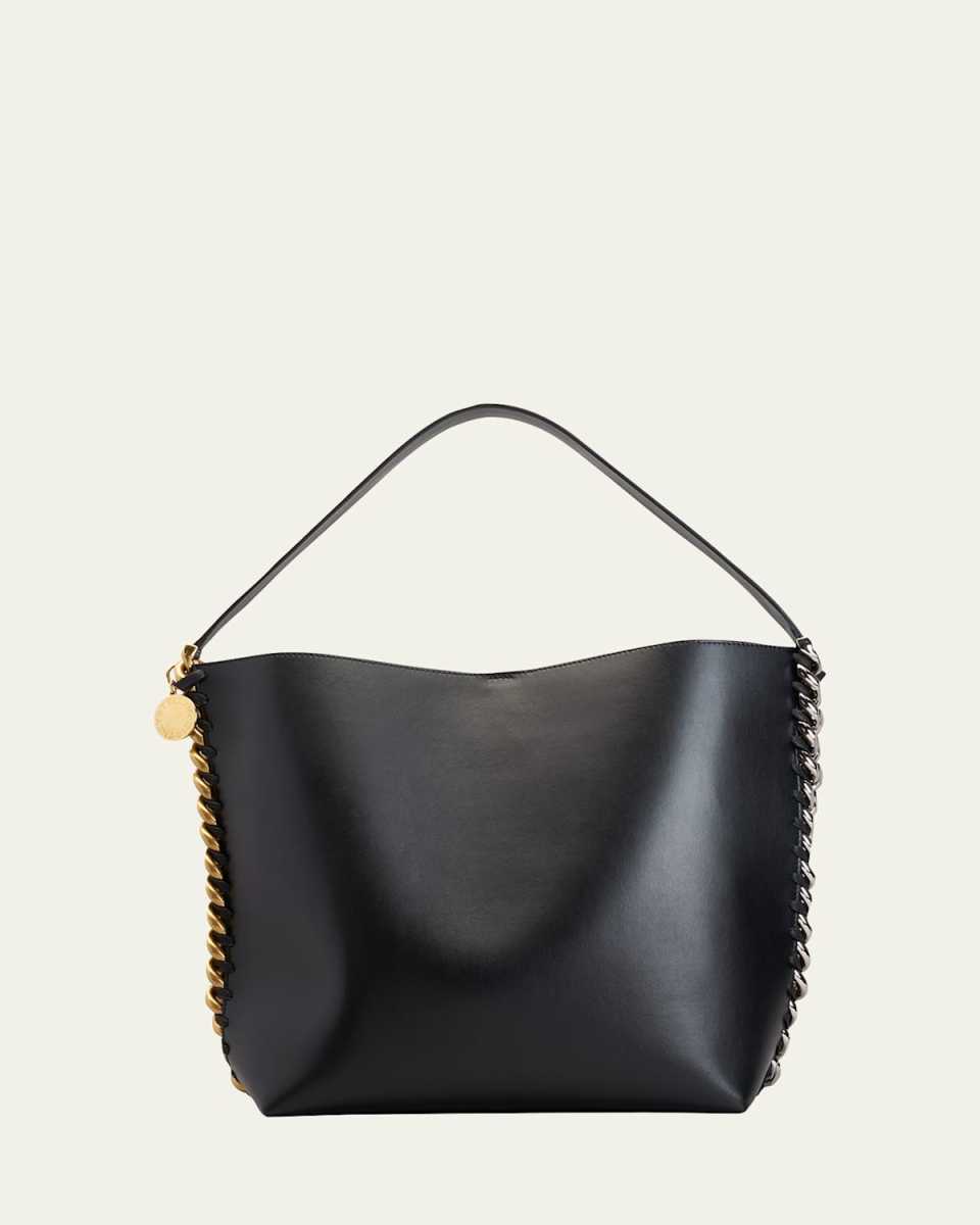 Two-Tone Chain Vegan Leather Tote Bag