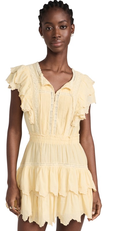LoveShackFancy Darryl Dress Pastel Yellow