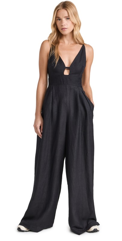 Free People Emma One Piece Jumpsuit Black