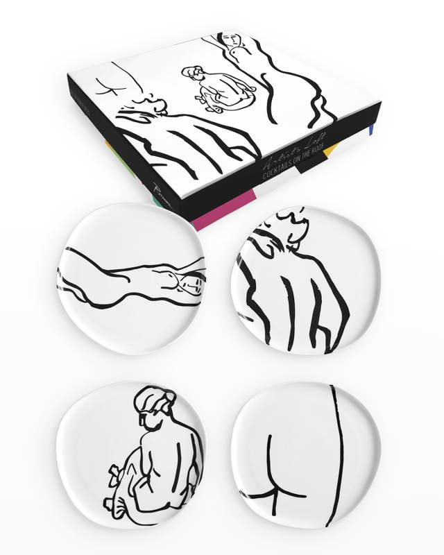 Cocktails On The Roof Plates In Nude, Set Of 4