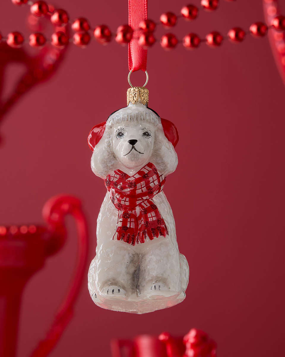 Poodle Wearing Scarf & Earmuffs Christmas Ornament