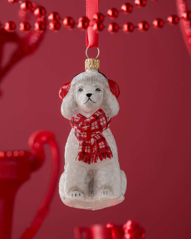 Poodle Wearing Scarf & Earmuffs Christmas Ornament
