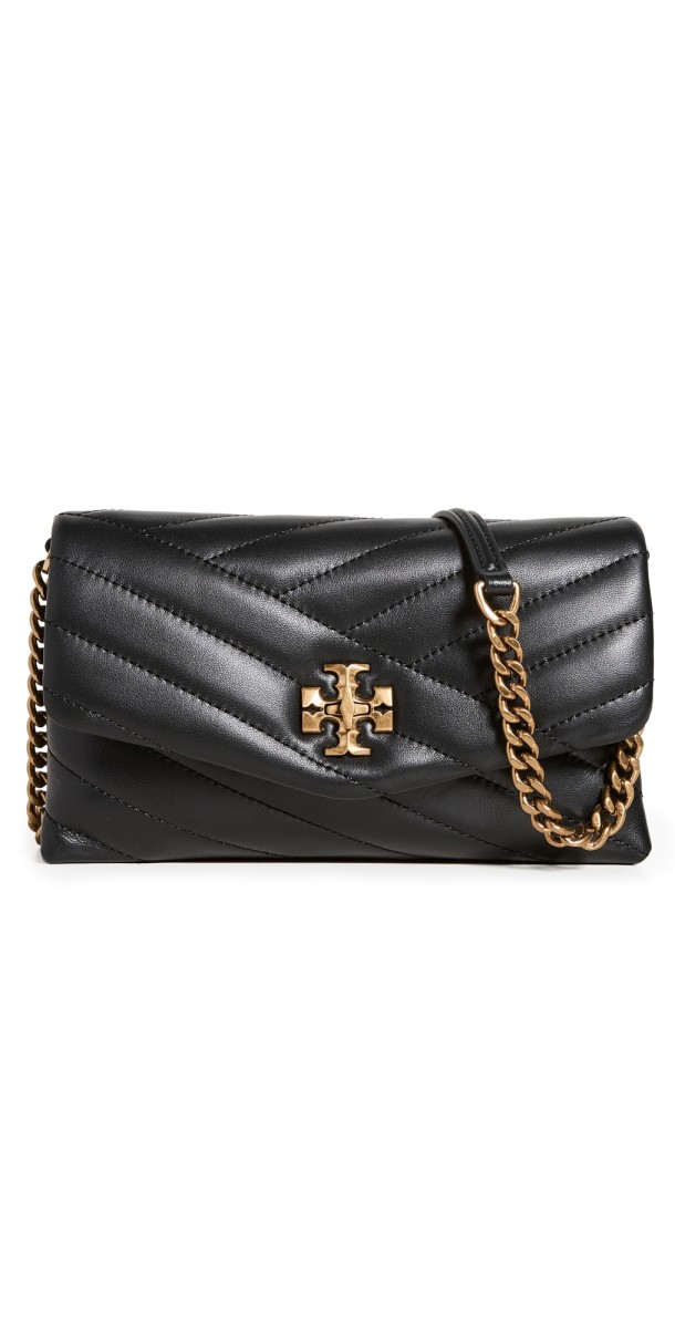 Tory Burch Kira Chevron Chain Wallet Black