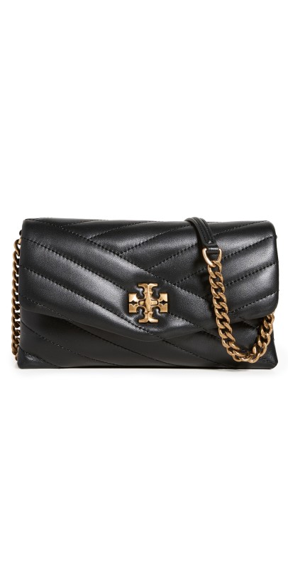 Tory Burch Kira Chevron Chain Wallet Black