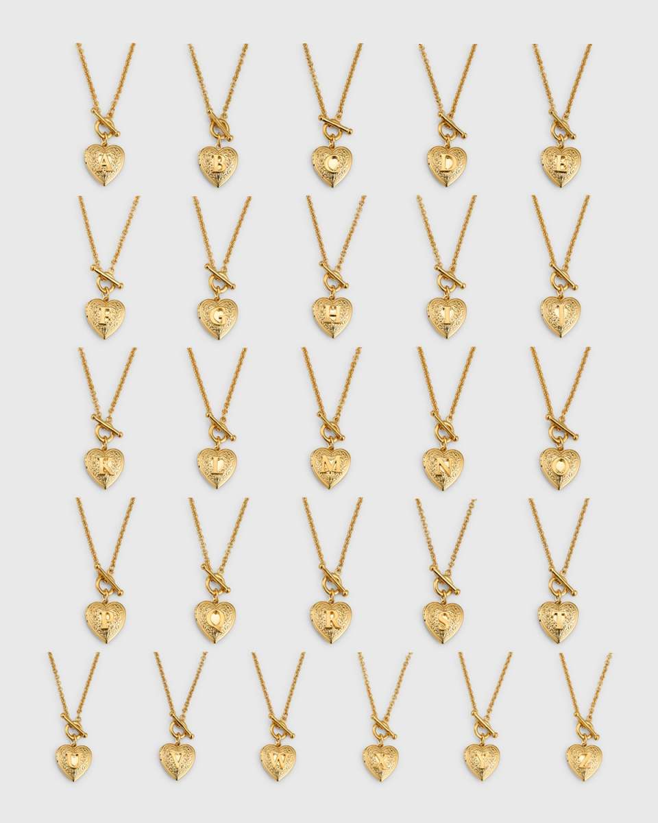 Gold Heart Initial Locket Necklace