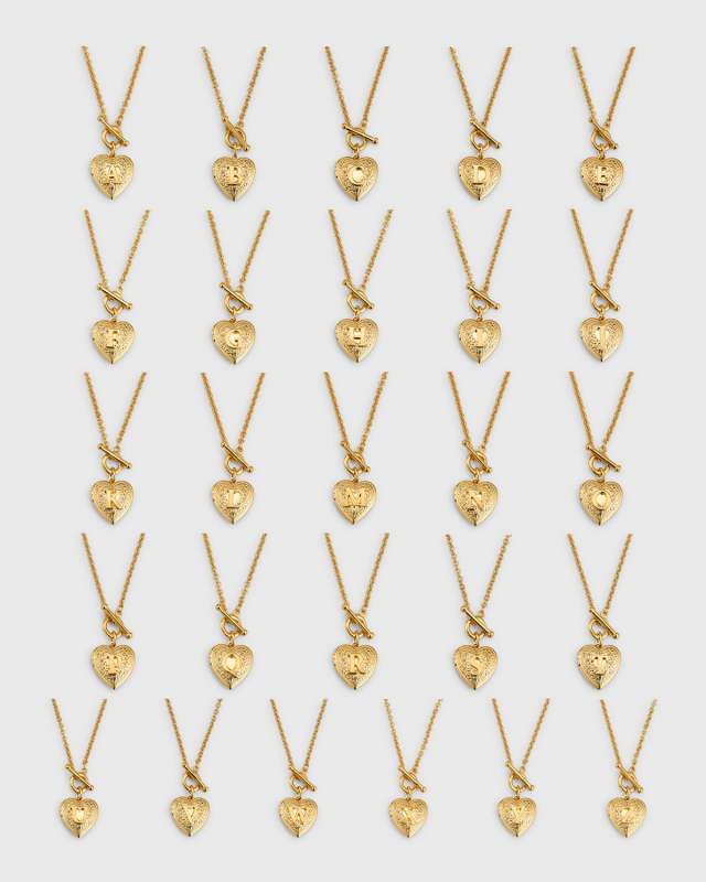 Gold Heart Initial Locket Necklace