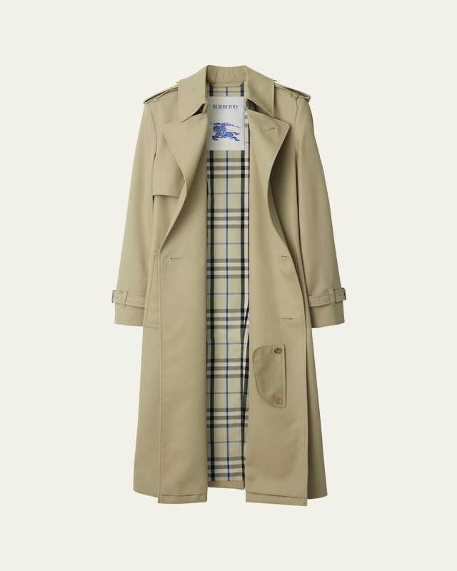 Belted Double-Breasted Trench Coat, Beige