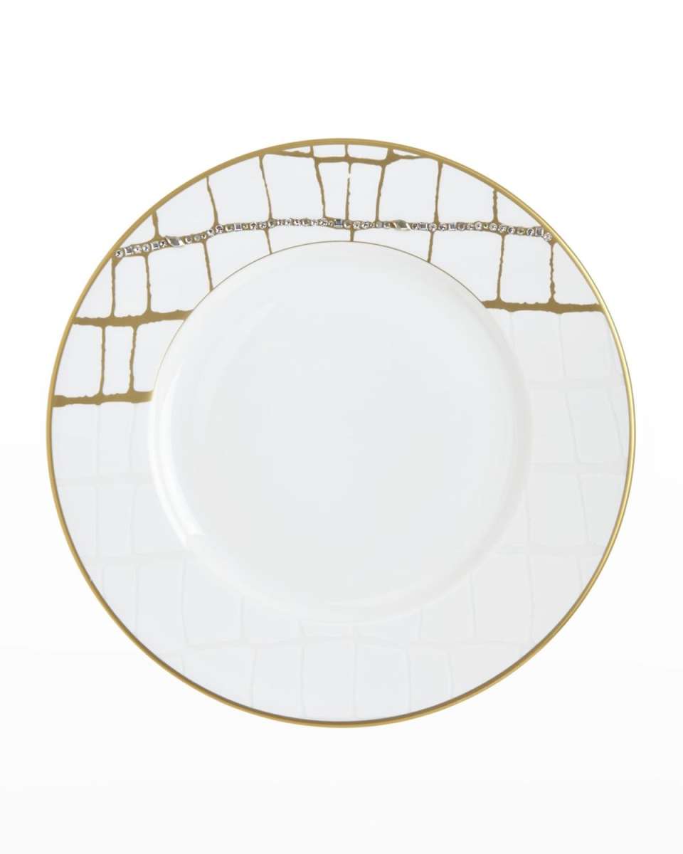 Alligator Salad/Dessert Plate with Crystal Details