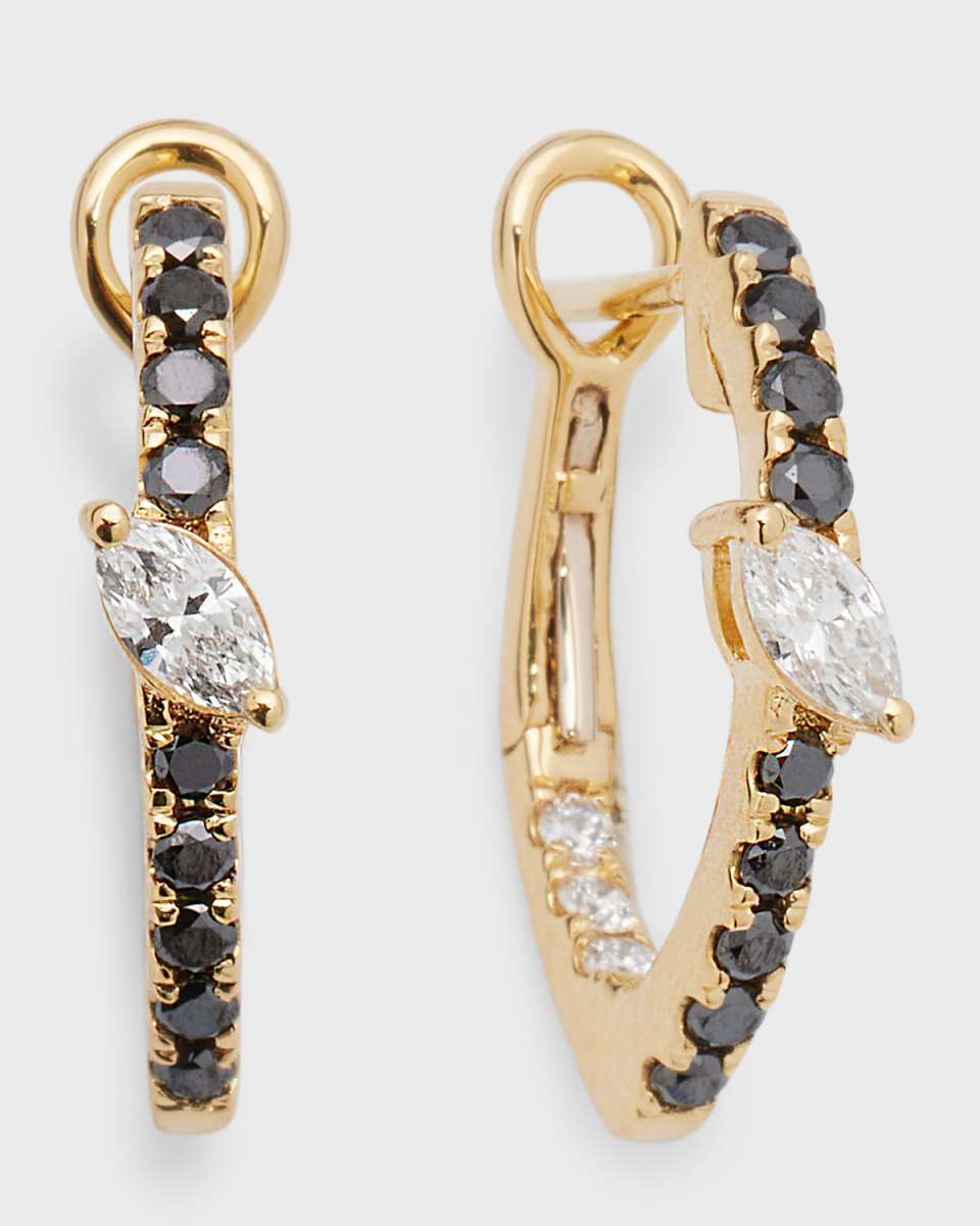 18k Yellow Gold Marquise-Cut Diamond Hoop Earrings