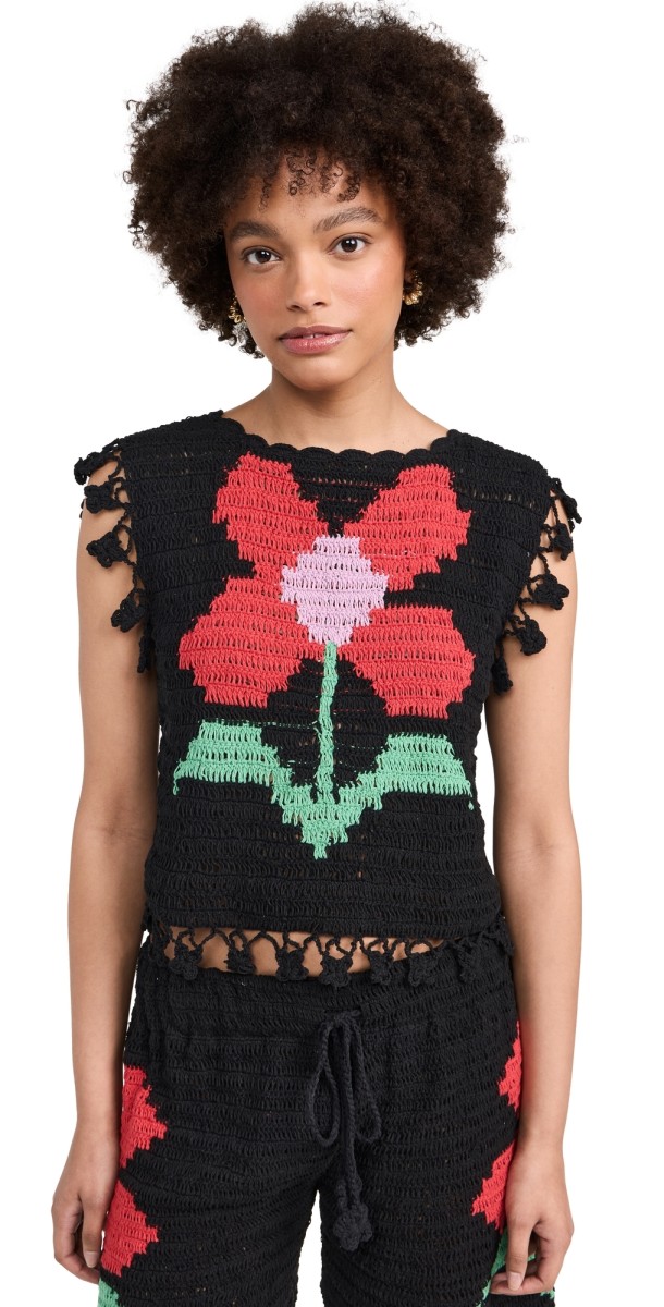 CeliaB Crochet Top Black Black