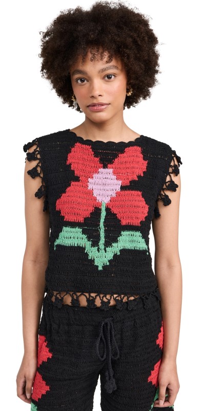 CeliaB Crochet Top Black Black