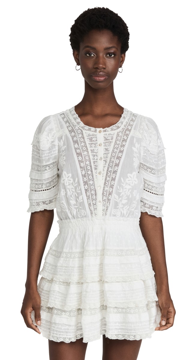 LoveShackFancy Quincy Dress White