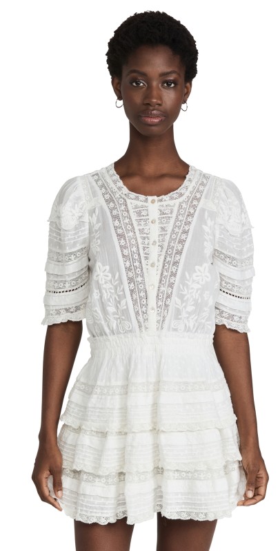 LoveShackFancy Quincy Dress White