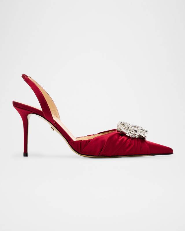 Galaxy Satin Crystal Slingback Pumps