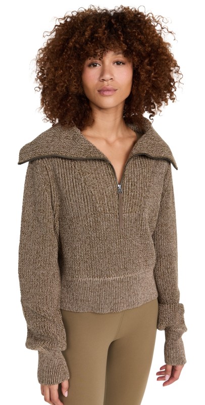 Varley Mentone Half Zip Sweatshirt Dark Olive Speckle