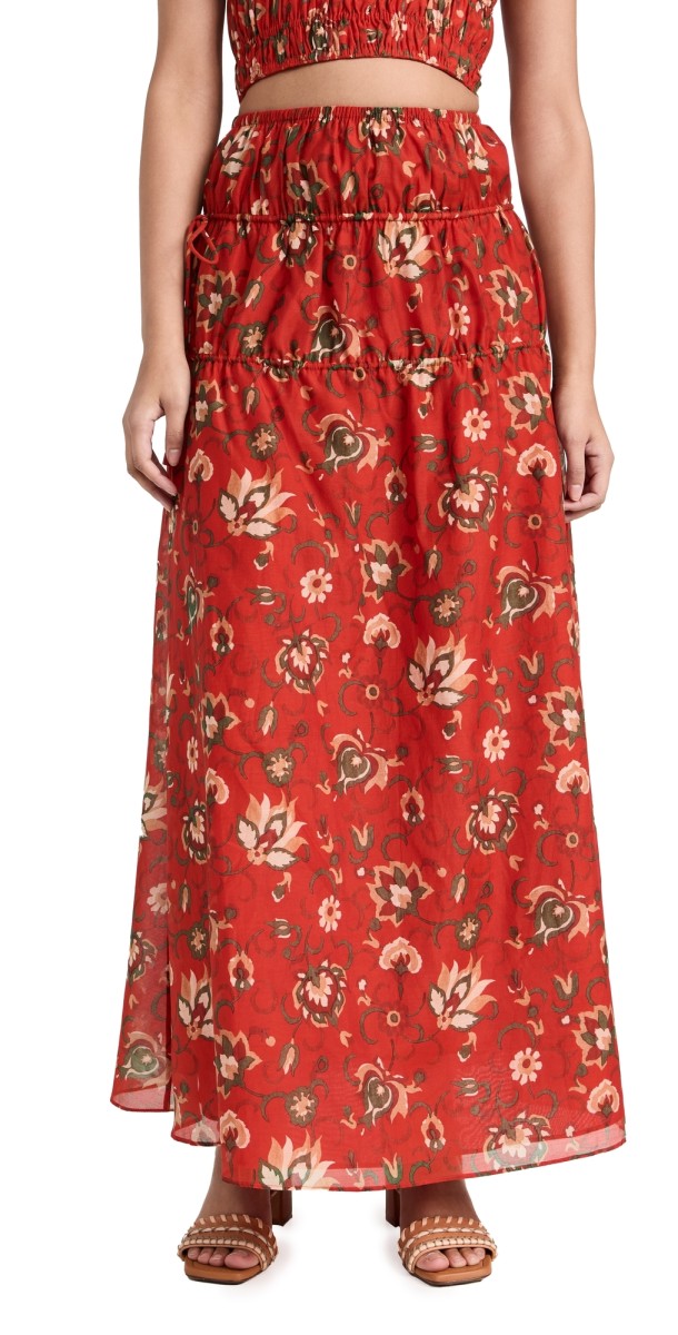 SIR. Reyes Gathered Maxi Skirt Cactus Flower