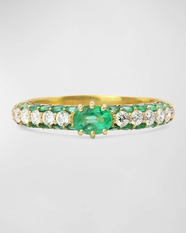 18K Yellow Gold Cirq Ring with Round and Oval Stones