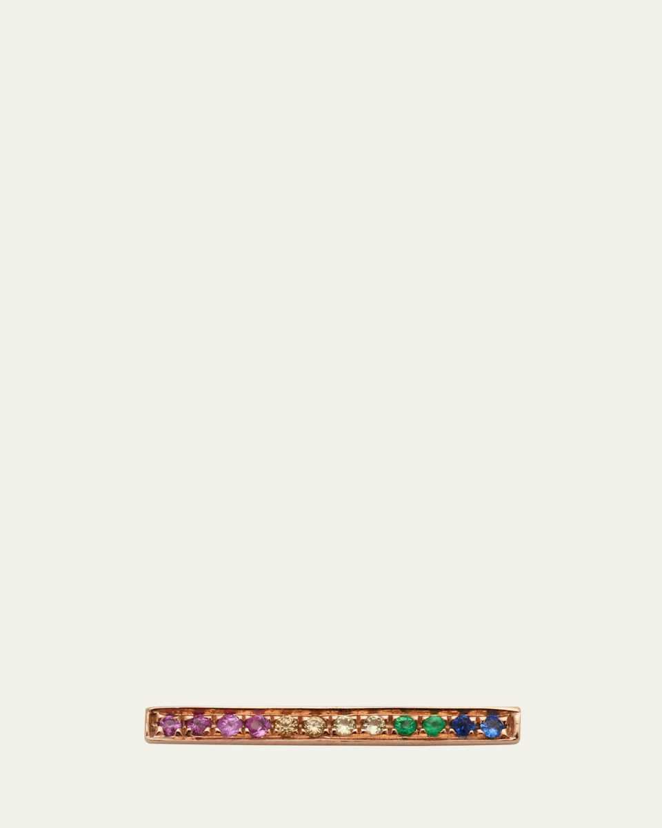 14K Yellow Gold Rainbow Long Bar Stud Earrings