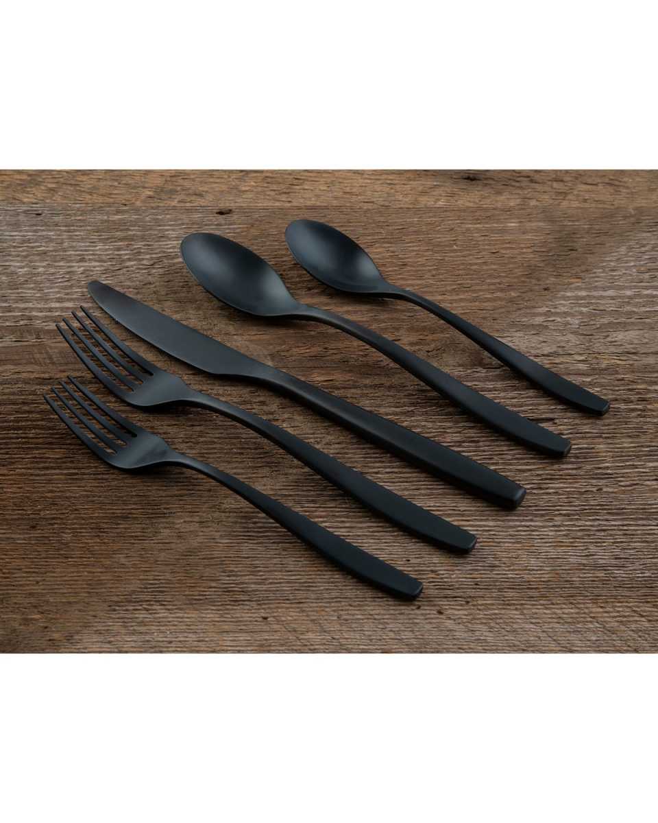 Averie Black Satin 20-Piece Flatware Set, Service for 4