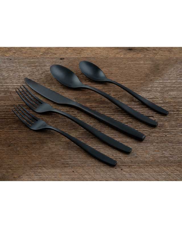 Averie Black Satin 20-Piece Flatware Set, Service for 4