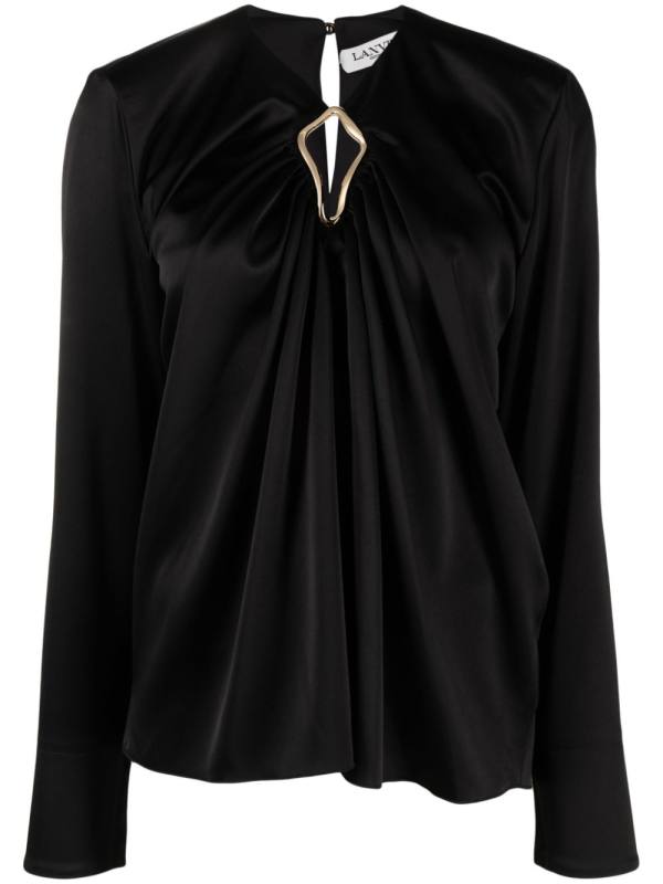 draped long-sleeved blouse