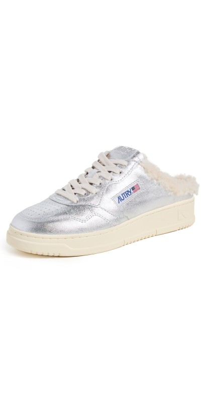 Autry Mule Low Sneakers Leat/Shearling Silver