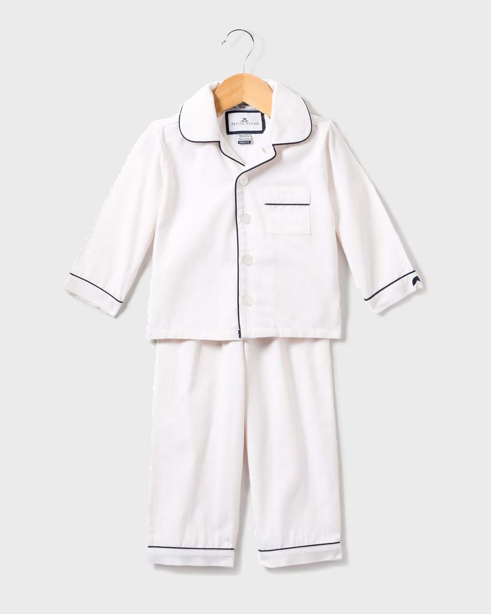 Solid Pajama Set w/ Contrast Piping, Size 6M-14