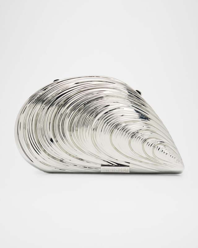 Bridget Metal Oyster Shell Clutch Bag