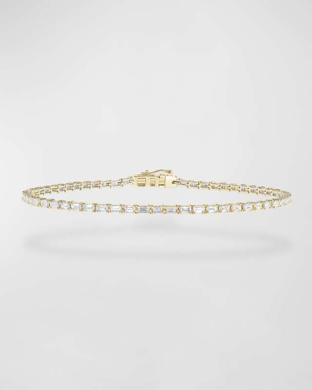 14K Gold Baguette Diamond Tennis Bracelet, 1.2tcw
