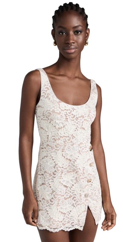 Self Portrait Cream Cord Lace Mini Dress Cream