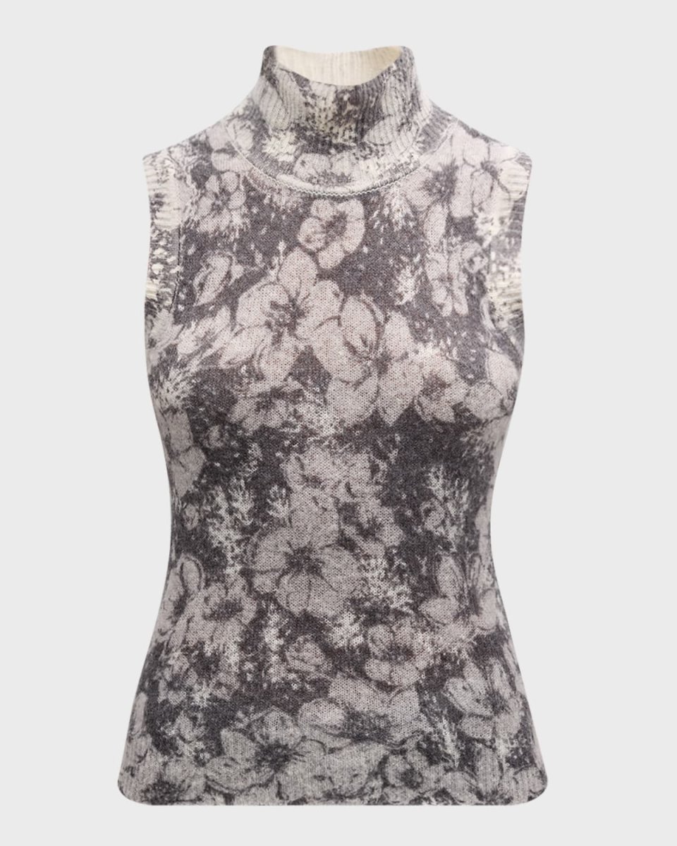 Floral Sleeveless Turtleneck Top