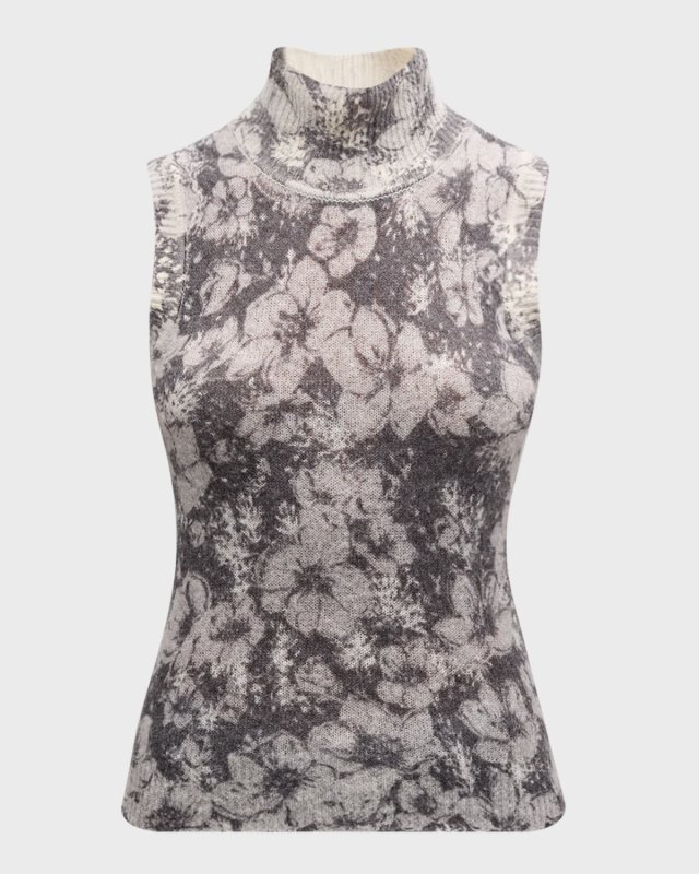 Floral Sleeveless Turtleneck Top