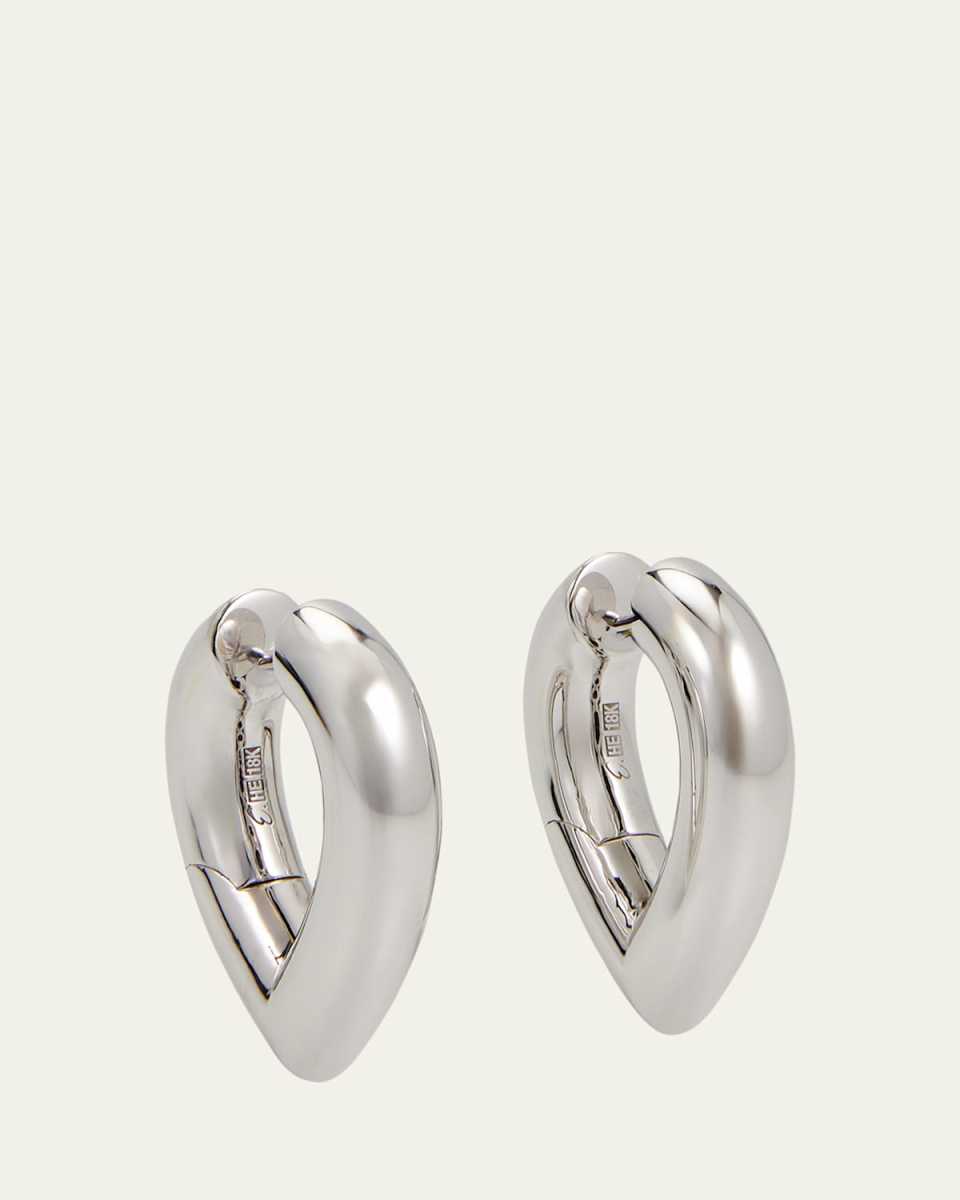 18k White Gold Drop Link Earrings, 28 mm